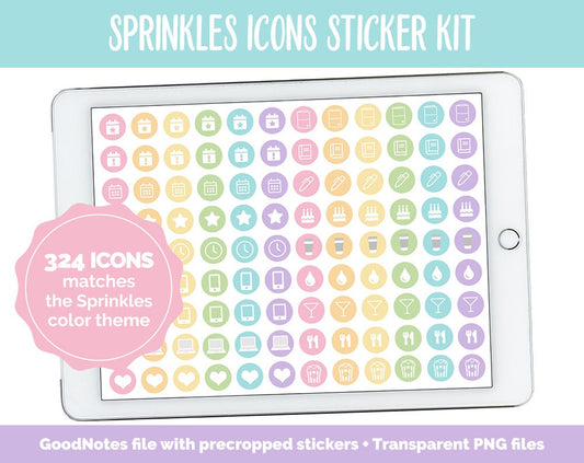 Sprinkles Icons Digital Planner Stickers | GoodNotes, iPad and Android | Icons, Life, Weather, Everyday