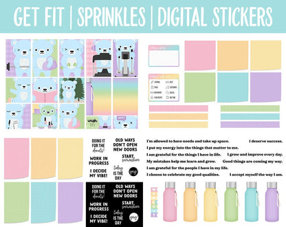 Get Fit Sprinkles Digital Stickers | GoodNotes & iPad | Fitness, Health, Self-Care, Workout, Sprinkles the Bear