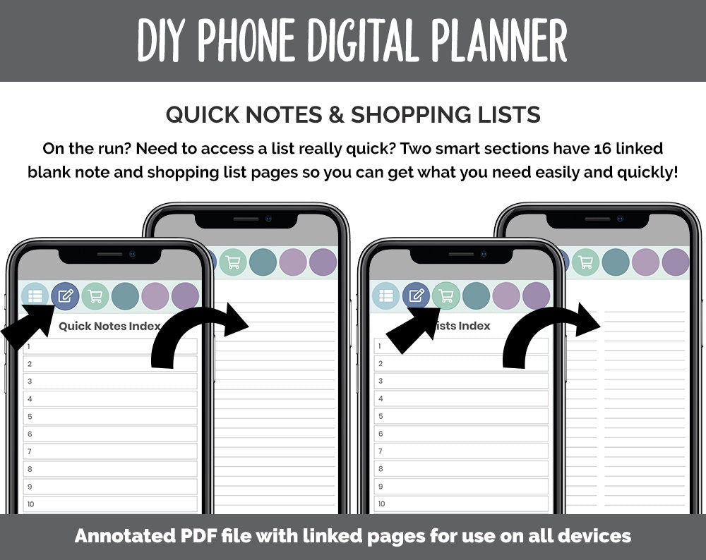 DIY Phone Digital Planner | Aurora Theme | Goodnotes, iPad & Android | Hobonichi, Planner, Notebook