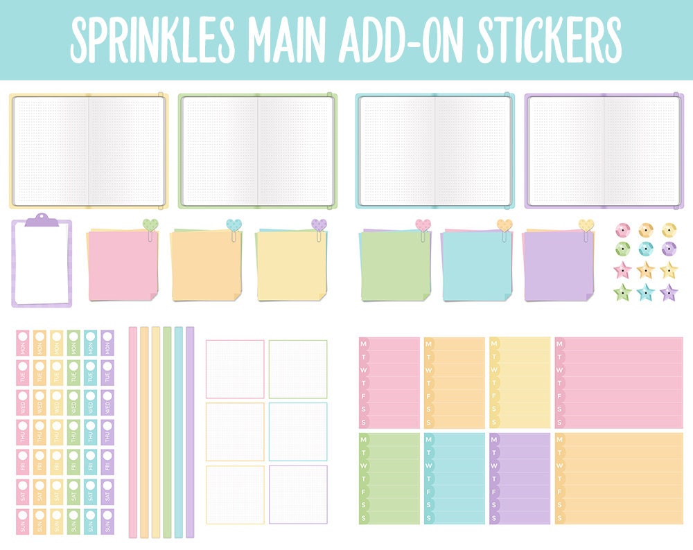 Sprinkles Add-On Digital Stickers | GoodNotes & iPad | Trackers, Budget, Meal Planning, Health, Habits