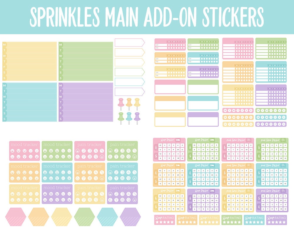 Sprinkles Add-On Digital Stickers | GoodNotes & iPad | Trackers, Budget, Meal Planning, Health, Habits