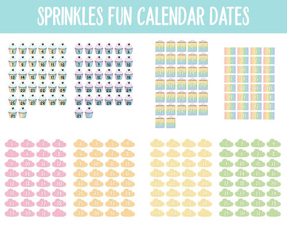 Sprinkles Fun Calendar Date Digital Stickers | GoodNotes, iPad and Android