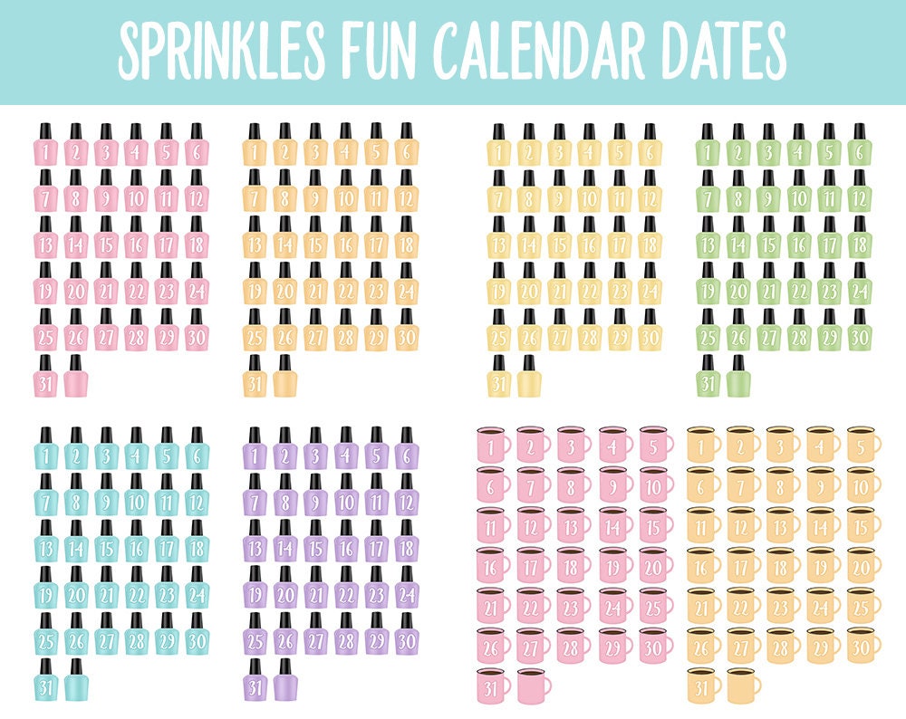 Sprinkles Fun Calendar Date Digital Stickers | GoodNotes, iPad and Android