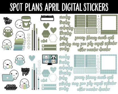 Spot Plans April Digital Stickers | GoodNotes, iPad and Android | Tranquil | Sassy, Easter, Adulting, Planning, Funny