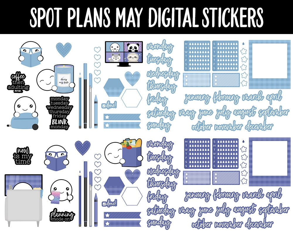 Spot Plans May Digital Stickers | GoodNotes, iPad and Android | Stargazer | Sassy, Space, Adulting, Planning, Funny