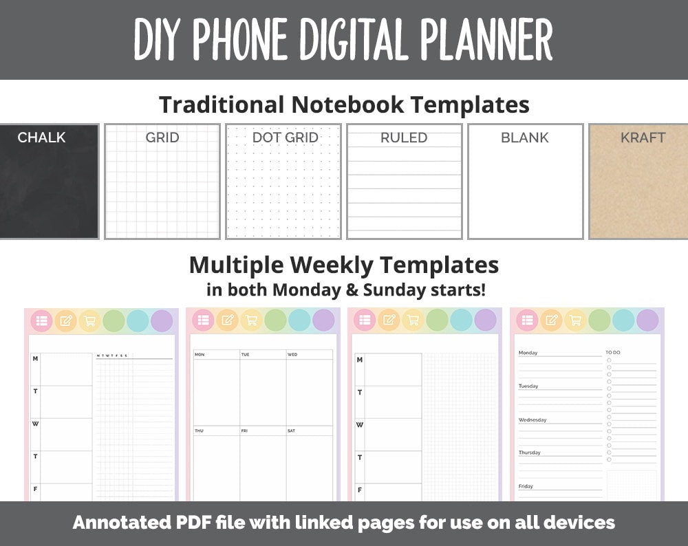 DIY Phone Digital Planner | Sprinkles Theme | Goodnotes, iPad & Android | Hobonichi, Planner, Notebook