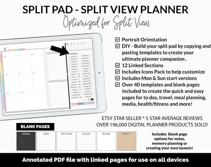 Split Pad | Split View Digital Planner | Sprinkles Theme | GoodNotes & iPad