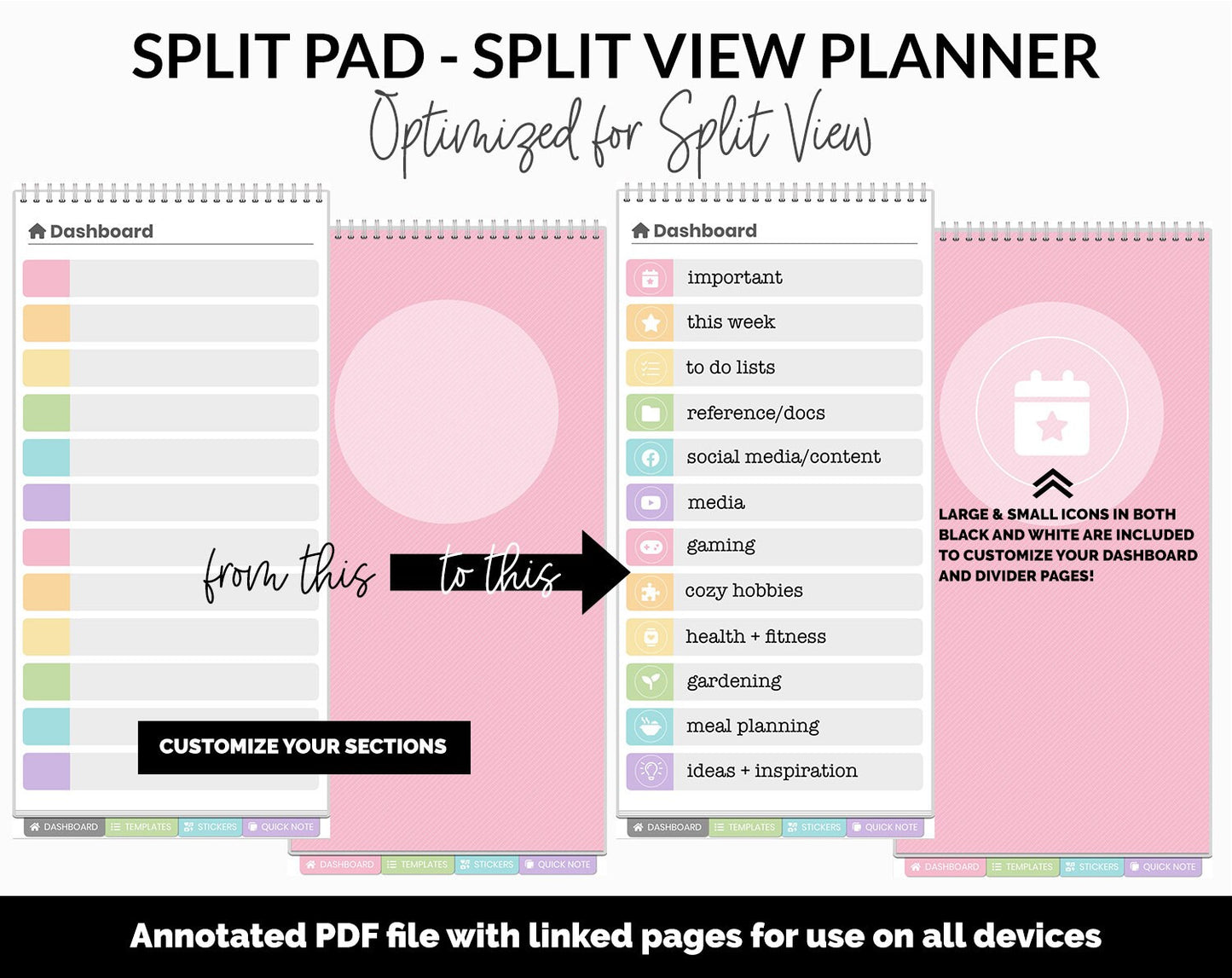Split Pad | Split View Digital Planner | Sprinkles Theme | GoodNotes & iPad