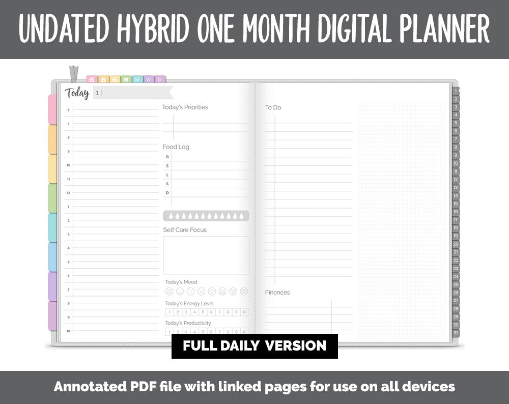 Undated Hybrid One Month Digital Planner | Sprinkles Theme | GoodNotes, iPad & Android