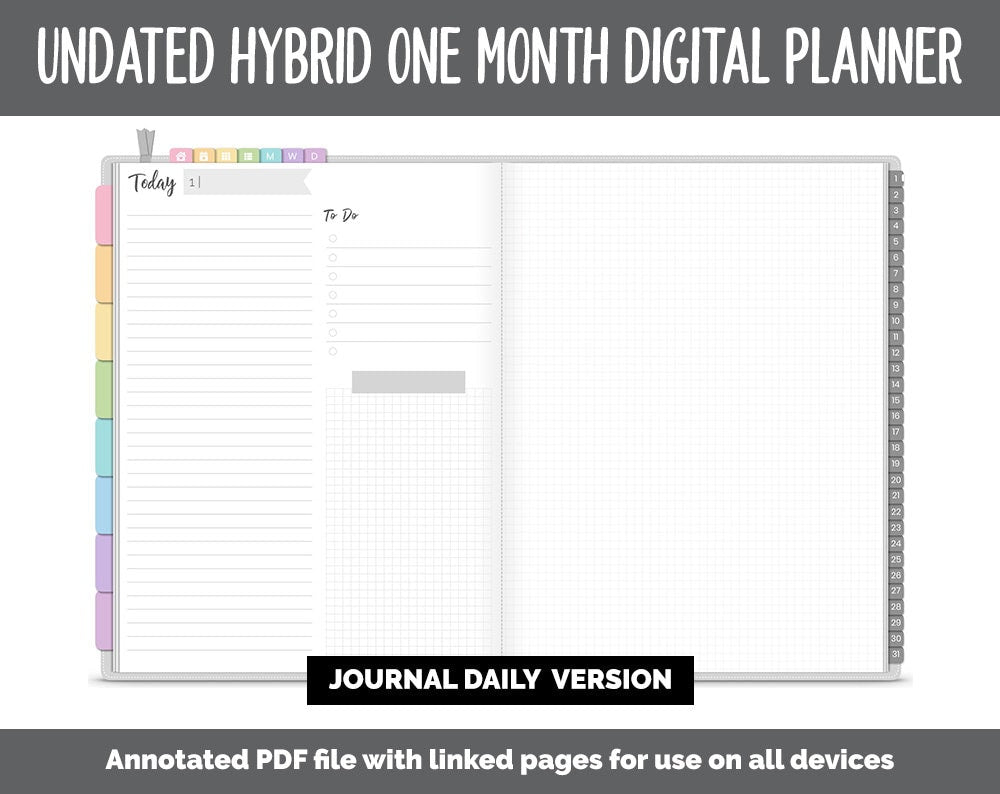 Undated Hybrid One Month Digital Planner | Sprinkles Theme | GoodNotes, iPad & Android