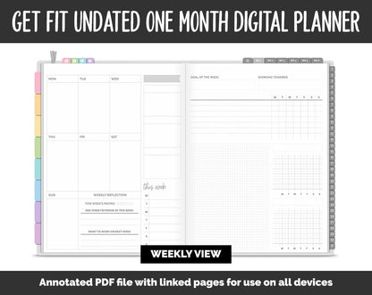Undated Get Fit One Month Digital Planner | Sprinkles Theme | GoodNotes, iPad & Android | Fitness, Self-Care, Health, Workout