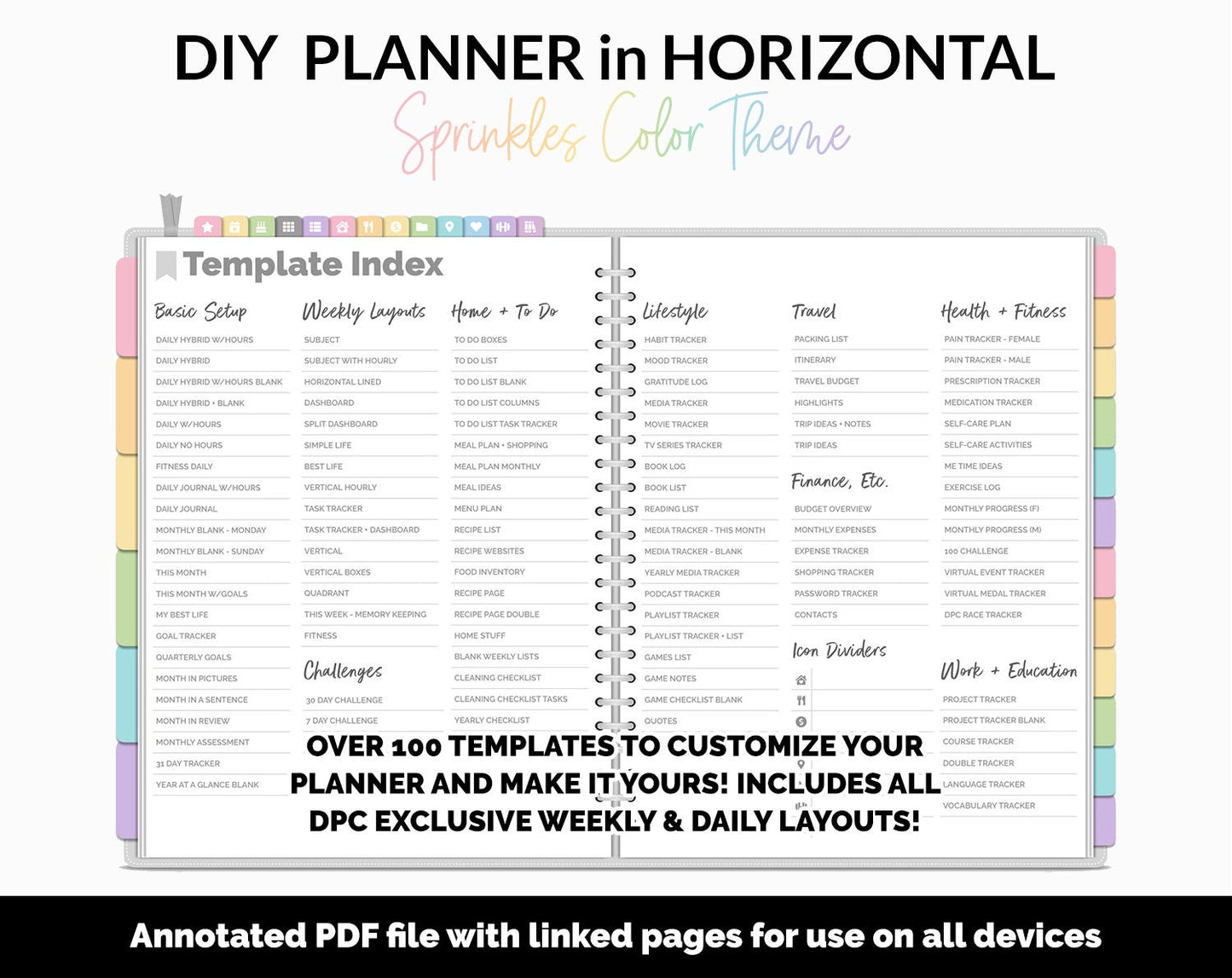 DIY Horizontal Digital Planner | Sprinkles Theme | Goodnotes, iPad & Android