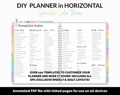DIY Horizontal Digital Planner | Sprinkles Theme | Goodnotes, iPad & Android