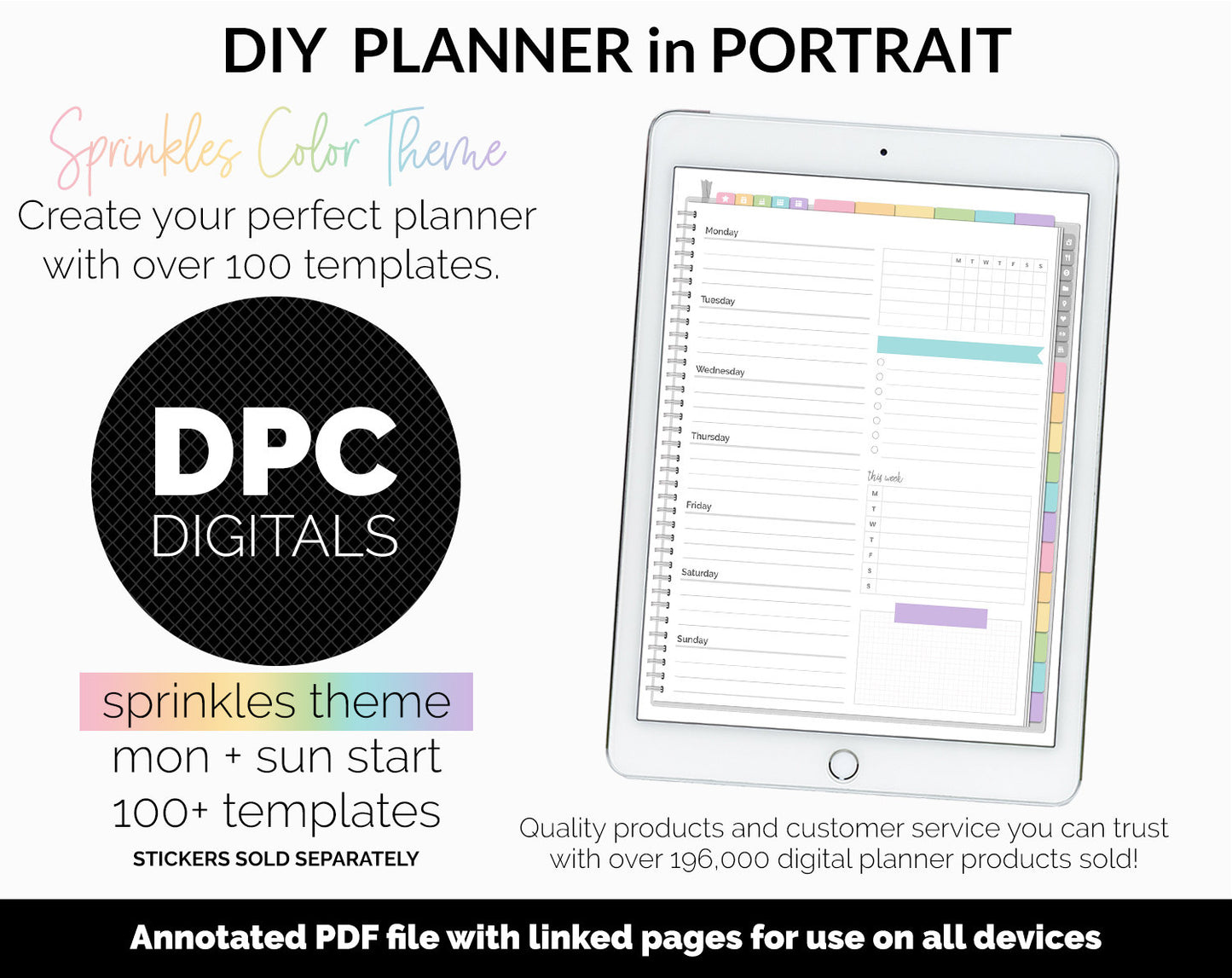 DIY Portrait Digital Planner | Sprinkles Theme | Goodnotes, iPad & Android