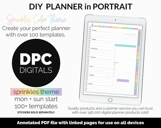 DIY Portrait Digital Planner | Sprinkles Theme | Goodnotes, iPad & Android
