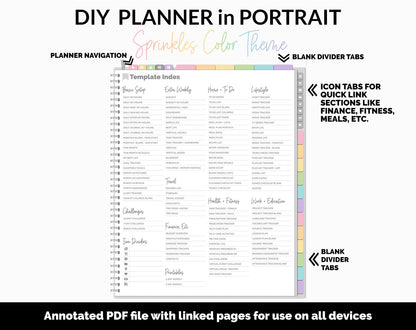 DIY Portrait Digital Planner | Sprinkles Theme | Goodnotes, iPad & Android