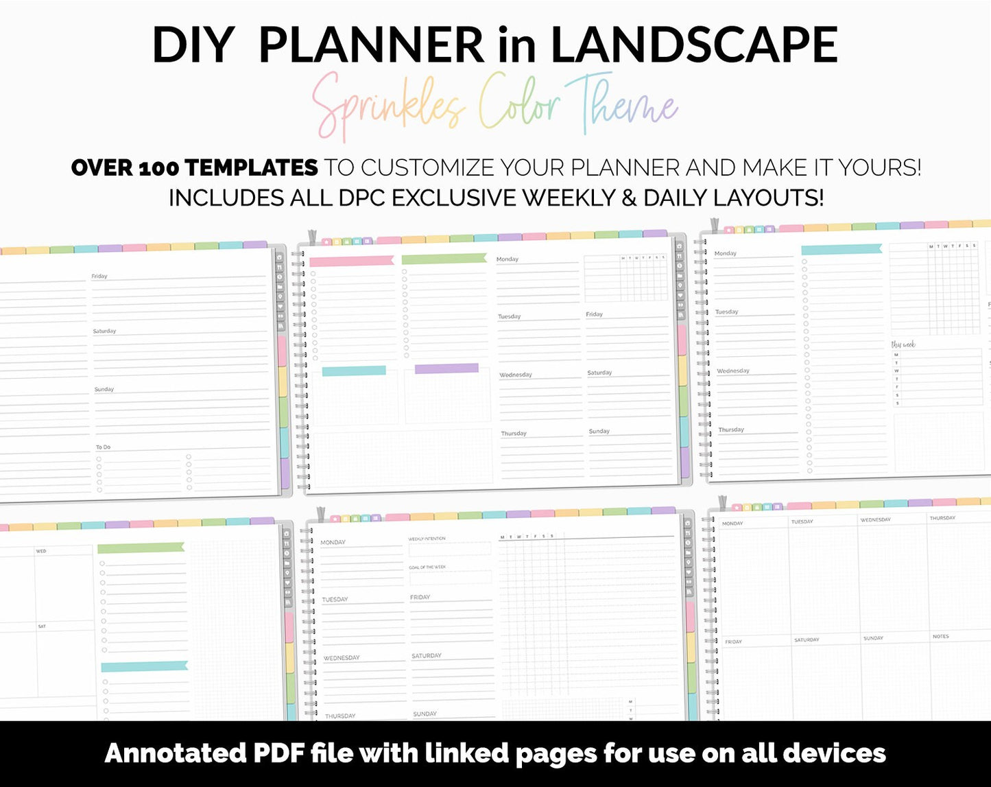 DIY Landscape Digital Planner | Sprinkles Theme | Goodnotes, iPad & Android | Notebook