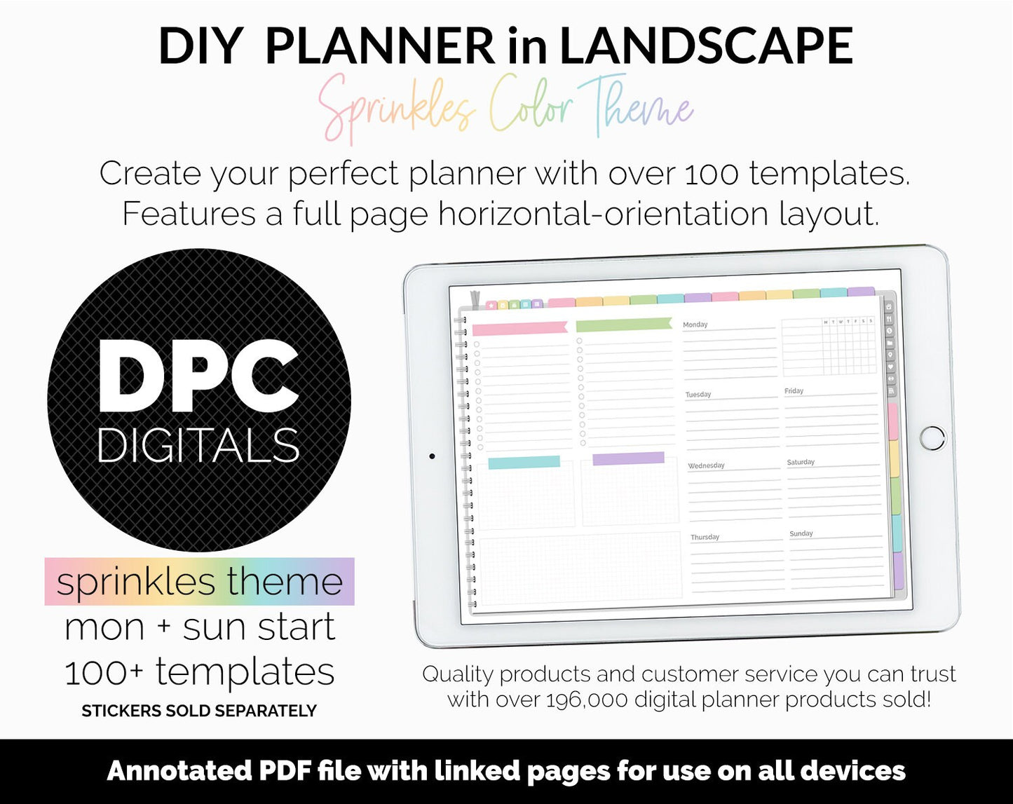 DIY Landscape Digital Planner | Sprinkles Theme | Goodnotes, iPad & Android | Notebook