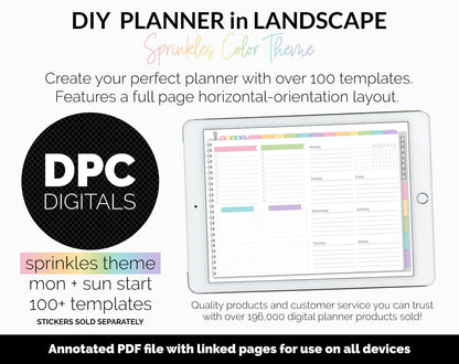 DIY Landscape Digital Planner | Sprinkles Theme | Goodnotes, iPad & Android | Notebook
