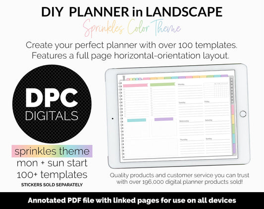 DIY Landscape Digital Planner | Sprinkles Theme | Goodnotes, iPad & Android | Notebook