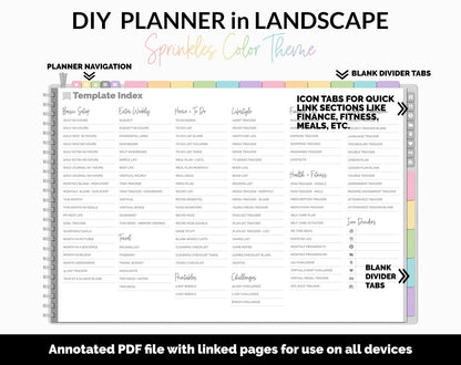 DIY Landscape Digital Planner | Sprinkles Theme | Goodnotes, iPad & Android | Notebook