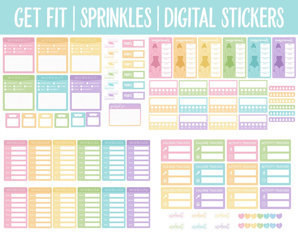 Get Fit Sprinkles Digital Stickers | GoodNotes & iPad | Fitness, Health, Self-Care, Workout, Sprinkles the Bear