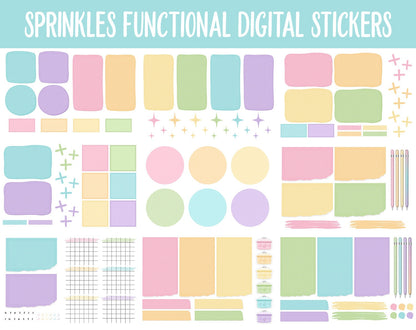Sprinkles Functional Digital Sticker Set | GoodNotes, iPad & Android | Papers, Sticky Notes, Chores, Work, Adulting, Tasks, Dates