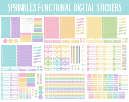 Sprinkles Functional Digital Sticker Set | GoodNotes, iPad & Android | Papers, Sticky Notes, Chores, Work, Adulting, Tasks, Dates