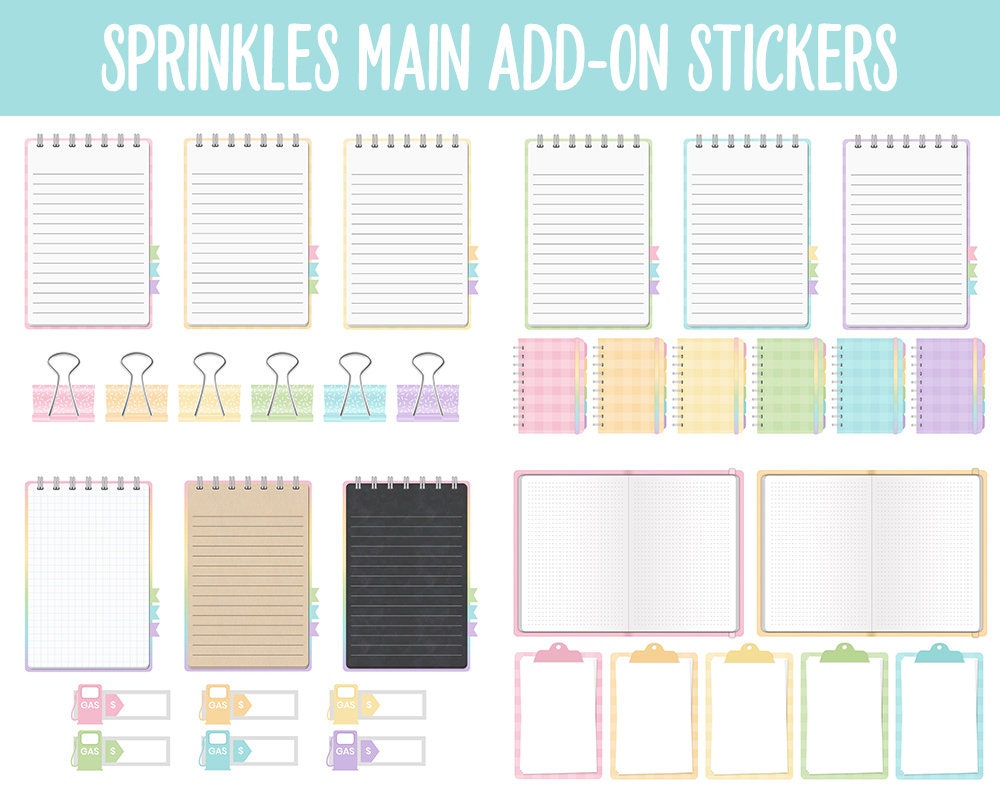 Sprinkles Add-On Digital Stickers | GoodNotes & iPad | Trackers, Budget, Meal Planning, Health, Habits
