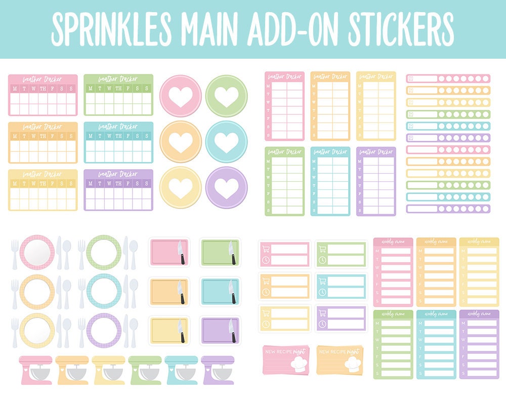 Sprinkles Add-On Digital Stickers | GoodNotes & iPad | Trackers, Budget, Meal Planning, Health, Habits