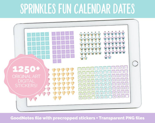 Sprinkles Fun Calendar Date Digital Stickers | GoodNotes, iPad and Android