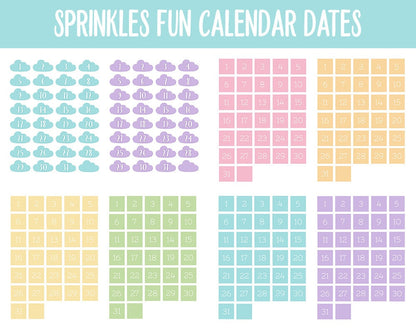 Sprinkles Fun Calendar Date Digital Stickers | GoodNotes, iPad and Android