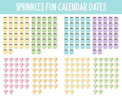 Sprinkles Fun Calendar Date Digital Stickers | GoodNotes, iPad and Android