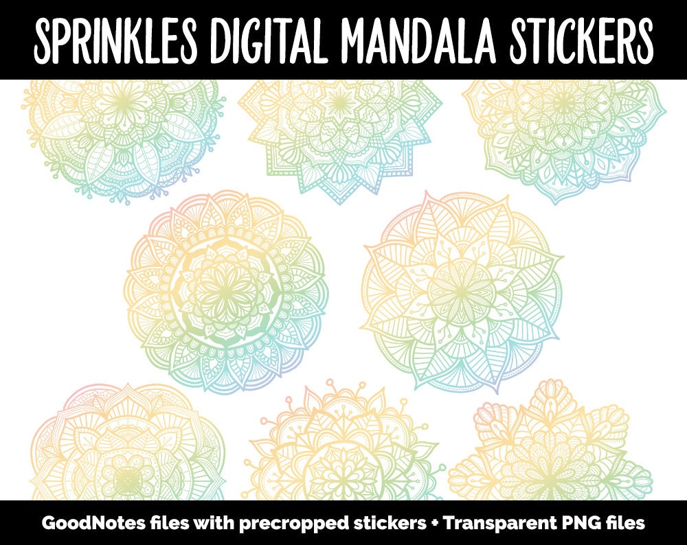 Sprinkles Mandala Digital Planner Stickers | GoodNotes, iPad and Android | Gradient, Ombre, Coloring