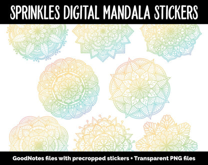 Sprinkles Mandala Digital Planner Stickers | GoodNotes, iPad and Android | Gradient, Ombre, Coloring
