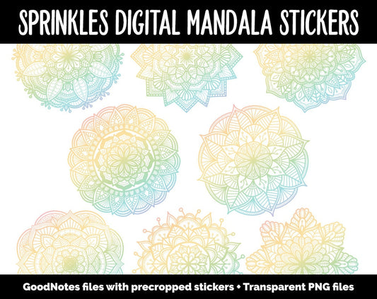 Sprinkles Mandala Digital Planner Stickers | GoodNotes, iPad and Android | Gradient, Ombre, Coloring