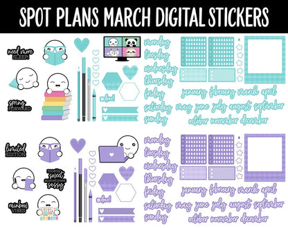 Spot Plans March Digital Stickers | GoodNotes, iPad and Android | Rainbow | Sassy, St. Patrick's Day, Adulting, Planning, Funny