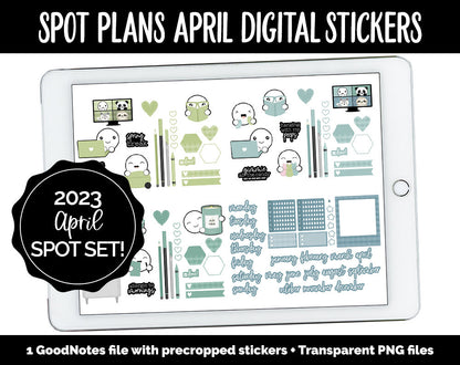 Spot Plans April Digital Stickers | GoodNotes, iPad and Android | Tranquil | Sassy, Easter, Adulting, Planning, Funny