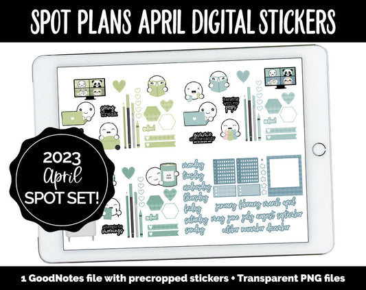 Spot Plans April Digital Stickers | GoodNotes, iPad and Android | Tranquil | Sassy, Easter, Adulting, Planning, Funny