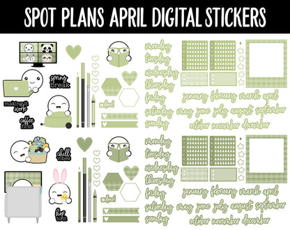 Spot Plans April Digital Stickers | GoodNotes, iPad and Android | Tranquil | Sassy, Easter, Adulting, Planning, Funny