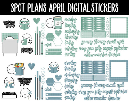 Spot Plans April Digital Stickers | GoodNotes, iPad and Android | Tranquil | Sassy, Easter, Adulting, Planning, Funny
