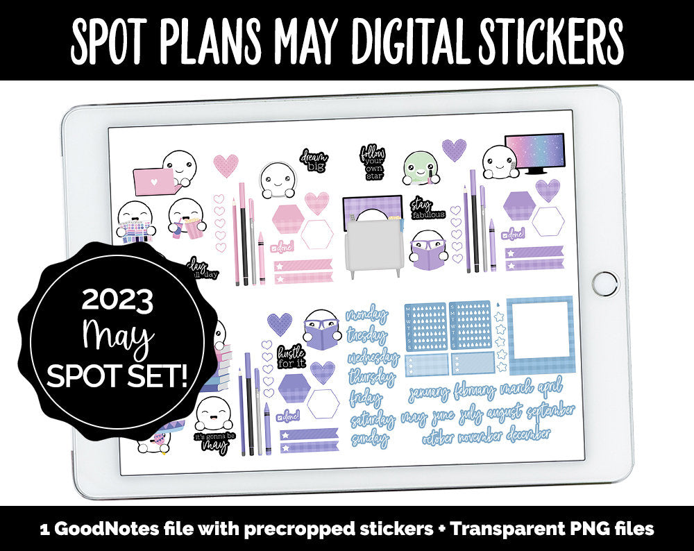 Spot Plans May Digital Stickers | GoodNotes, iPad and Android | Stargazer | Sassy, Space, Adulting, Planning, Funny