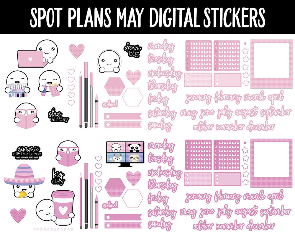 Spot Plans May Digital Stickers | GoodNotes, iPad and Android | Stargazer | Sassy, Space, Adulting, Planning, Funny
