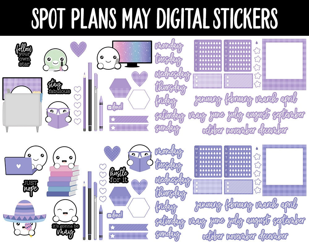 Spot Plans May Digital Stickers | GoodNotes, iPad and Android | Stargazer | Sassy, Space, Adulting, Planning, Funny