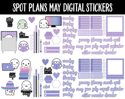 Spot Plans May Digital Stickers | GoodNotes, iPad and Android | Stargazer | Sassy, Space, Adulting, Planning, Funny