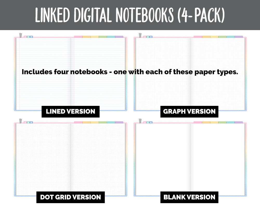 Linked Digital Notebooks 4- Pack | Candy Theme | GoodNotes, iPad & Android