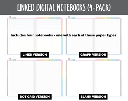 Linked Digital Notebooks 4- Pack | Candy Theme | GoodNotes, iPad & Android