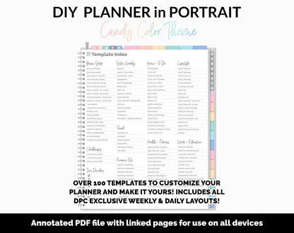 DIY Portrait Digital Planner | Candy Theme | Goodnotes, iPad & Android