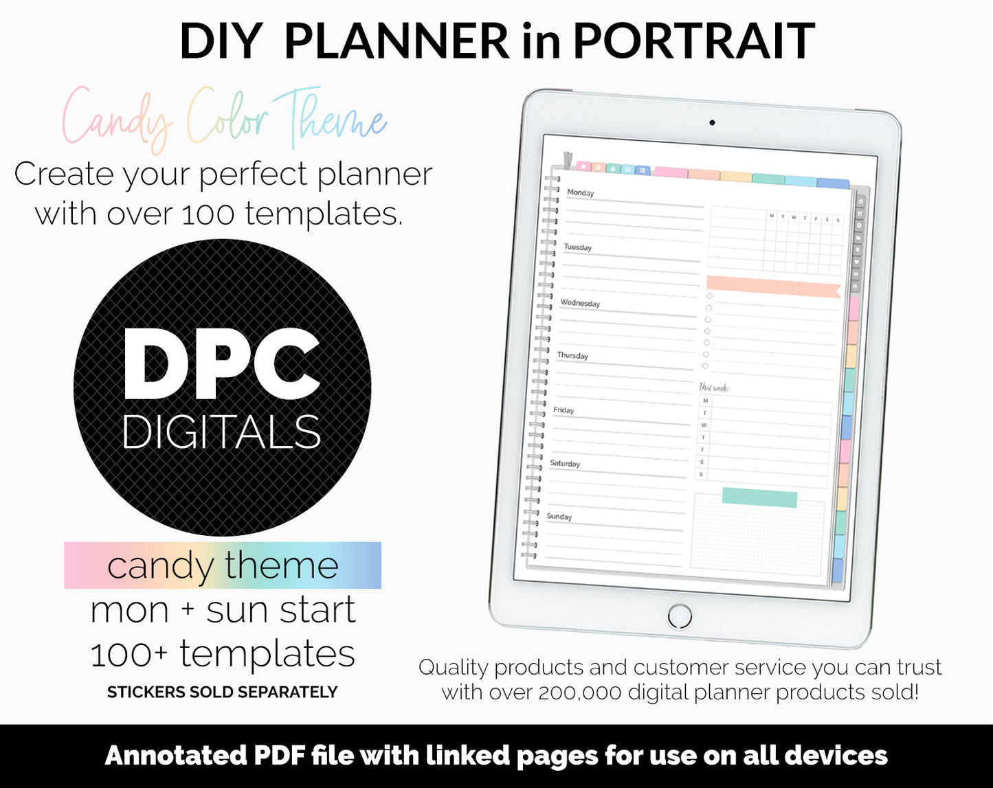 DIY Portrait Digital Planner | Candy Theme | Goodnotes, iPad & Android