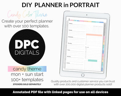 DIY Portrait Digital Planner | Candy Theme | Goodnotes, iPad & Android